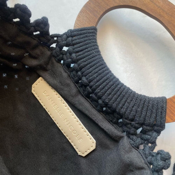 Anthropologie Danielle Nicole Black Boho Retro Macrame Bag Crossbody Tote - Picture 3 of 7